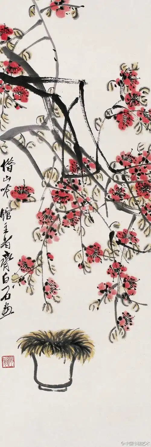 齐白石 作品《杏花》--- 此幅《杏花》枝干…-堆糖,美好生活研究所