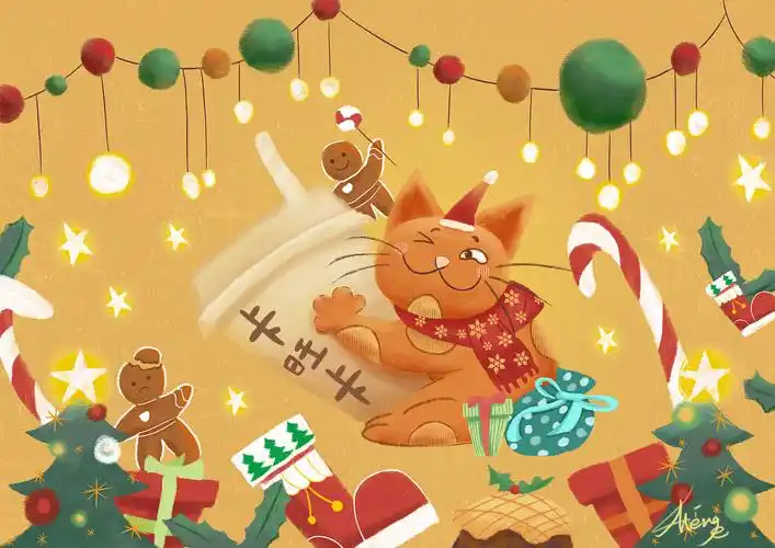 冬天的第一杯奶茶卡旺卡品牌原创插画