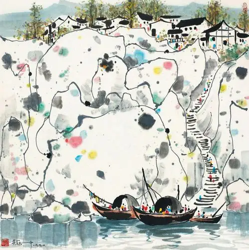 在祖国大江南北中寻找灵感,或是晚期的抽象水墨画创作,吴冠中皆蕴藉热