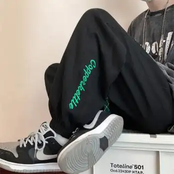 【抖音同款】2022年秋装男休闲裤ins时尚刺绣青年学生束脚裤韩版大码