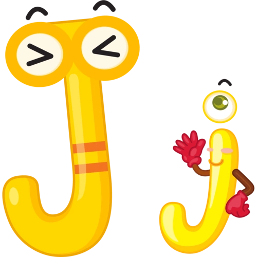 卡通拟人彩色字母jj图片