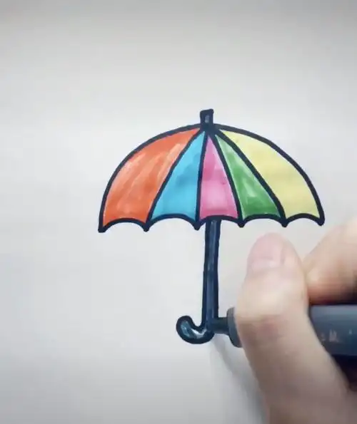 爱在进行时"绘画活动一一《小雨伞》 写美篇1,首先我们在上面画出一条