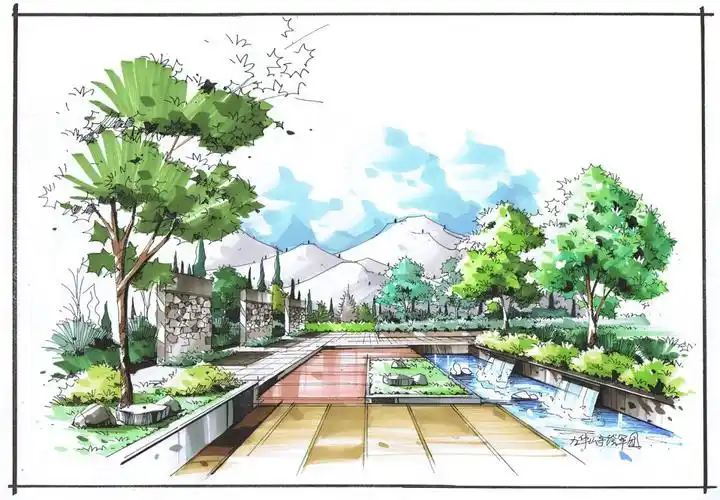 景观手绘透视效果图基础表达