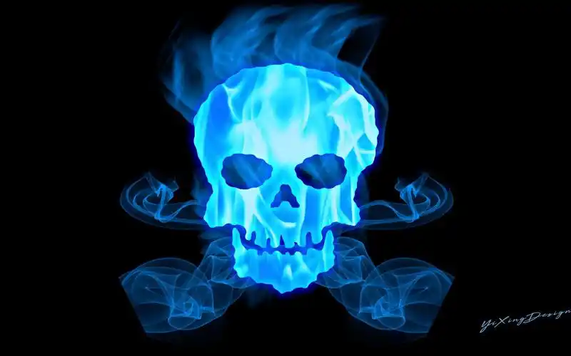 蓝色火焰骷髅头创意合成