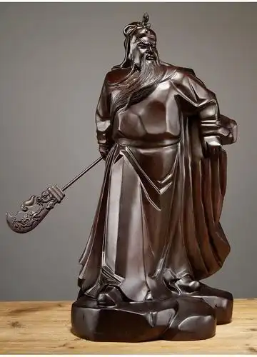 顺祥汇木雕横刀关公佛像摆件送礼家居武财神关羽神像摆件实木工艺品