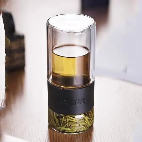 茶水分离玻璃杯女士泡茶水杯外出办公家用茶杯玻璃杯