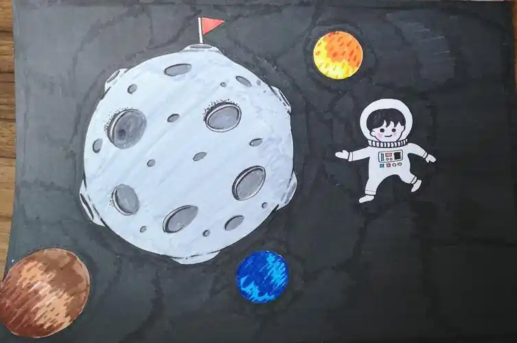 教儿子画画04月球是什么样的