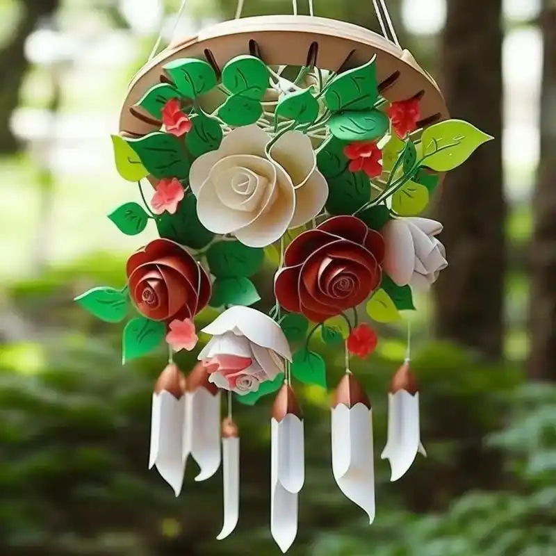 ai作品:玫瑰风铃.邀你一起看花花风铃  #风铃 #背景图  - 抖音