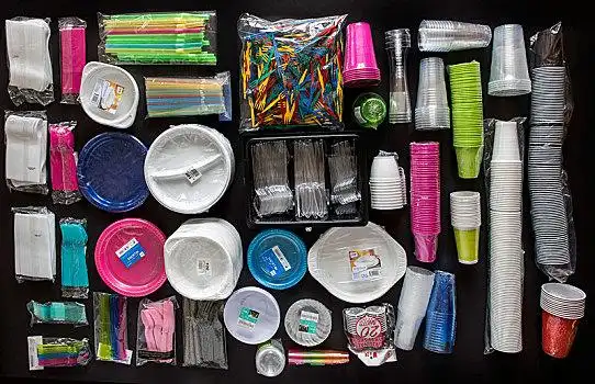 一次性用品,餐具,塑料制品,塑料餐具,塑料杯,垃圾,不同,彩色,尺寸