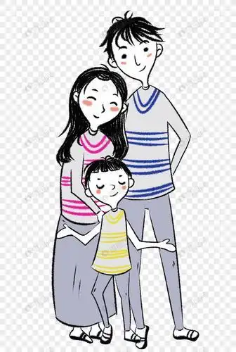 一家三口简笔画卡通手牵手