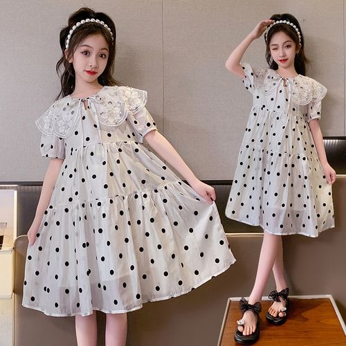 儿童波点连衣裙夏季甜美公主女童夏装10岁韩版洋气网纱小女孩裙子