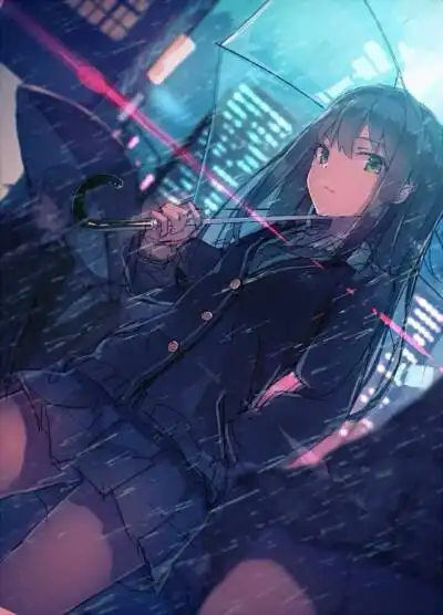 雨伞 下雨 黑暗 冷漠 红外线 动漫女生头像 动漫 短裙 黑衣 冷色系