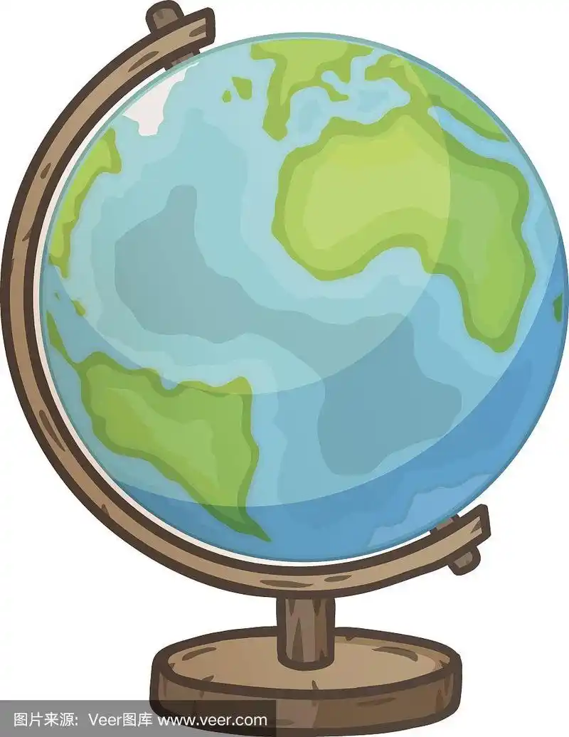 手绘矢量卡通地球仪.