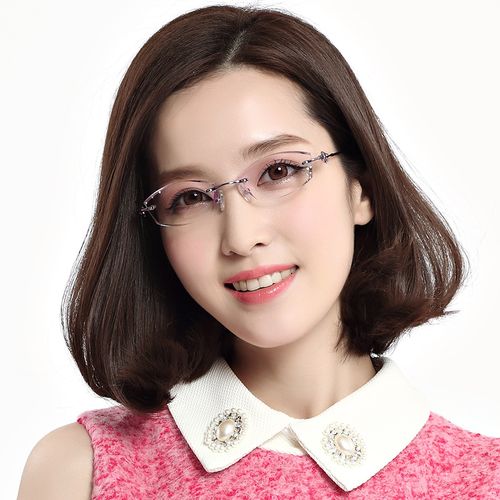 近视眼镜框女款近视眼镜架切边无框眼镜女成品潮眼镜架