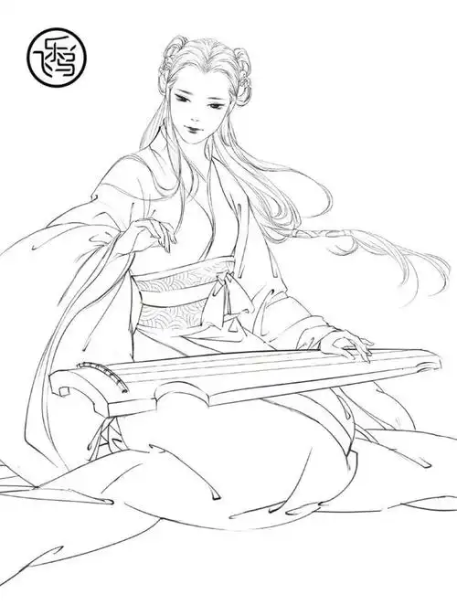 高能多图!古风汉服人物手绘线稿