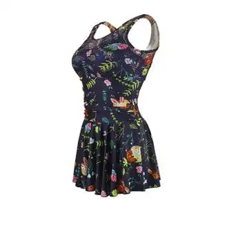 温泉微胖女孩游泳衣 (s)兰(连体平角裙) 119601580 s【图片 价格 品牌