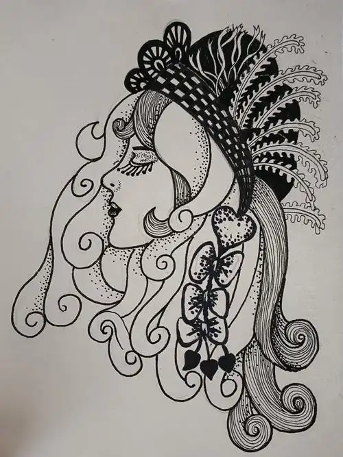 h123【我的画】线描装饰画人物(2)