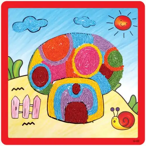 纸绳画儿童手工制作材料包彩绳粘贴画儿童创意diy画卡通手工贴画