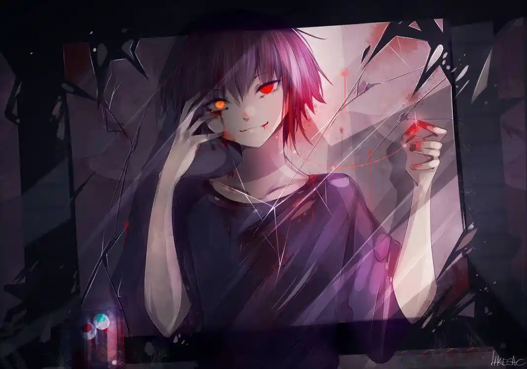 黑暗系二次元人物插画,画师likesac作品