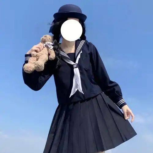 实拍 绀三本正统jk制服基础款藏青色海军学院风校供中间水手服套 - 17