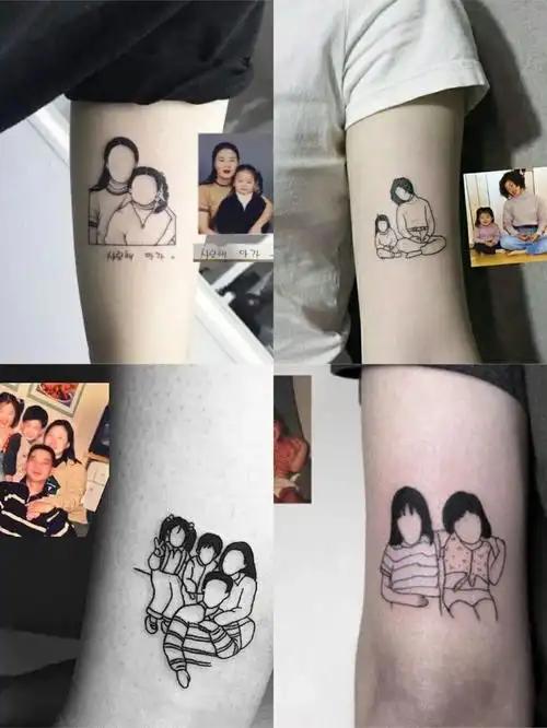 把爱的人纹在身上简易肖像纹身简笔画
