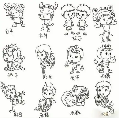 (o0711_11)っ12星座分别怎么画最简单的十二星座怎么画简单1,以