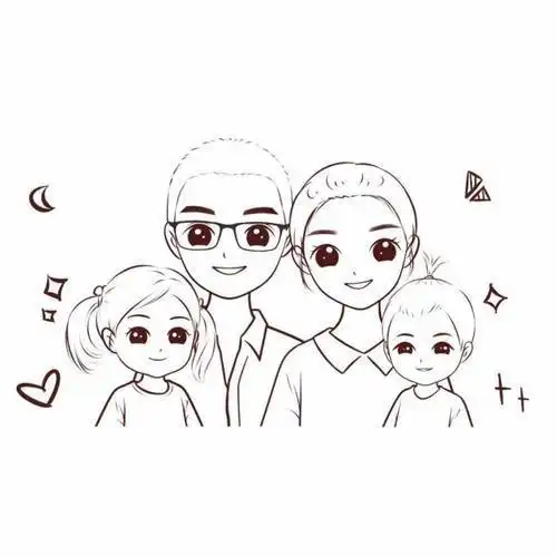 一家卡通头像简笔画