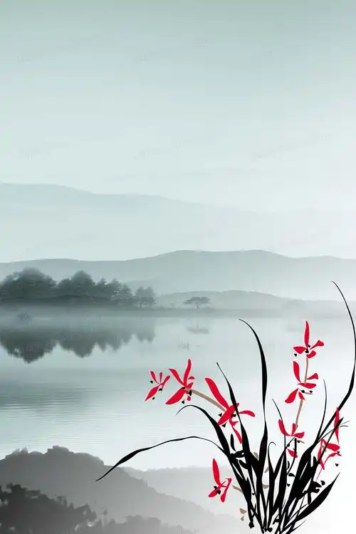 800jpg复古中国风梅兰竹菊系列之素雅兰花背景jpgpsd中国风字画