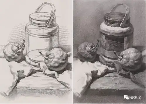 临摹精选丨联考风素描静物组合范画