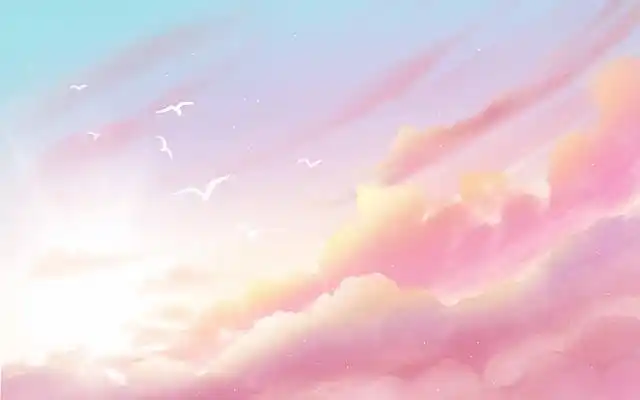 手绘唯美梦幻天空白云插画海报背景梦幻天空背景