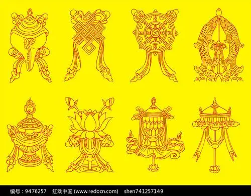 藏传佛教八吉祥图装饰画