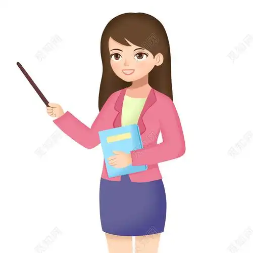 彩色卡通手绘老师侧面讲课卡通人物素材原创插画海报
