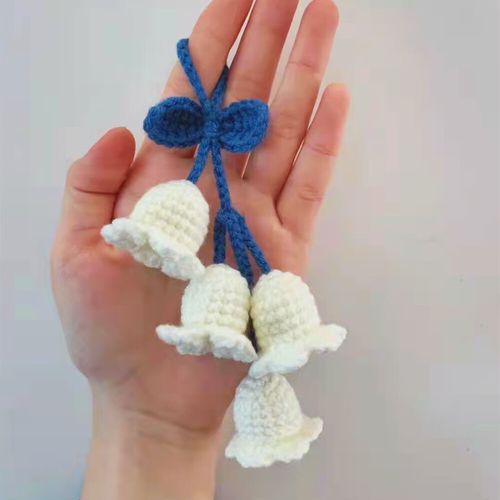 澳颜莱蓝风铃花串铃兰花草车挂手工材料包毛线编织钩针织包包挂件