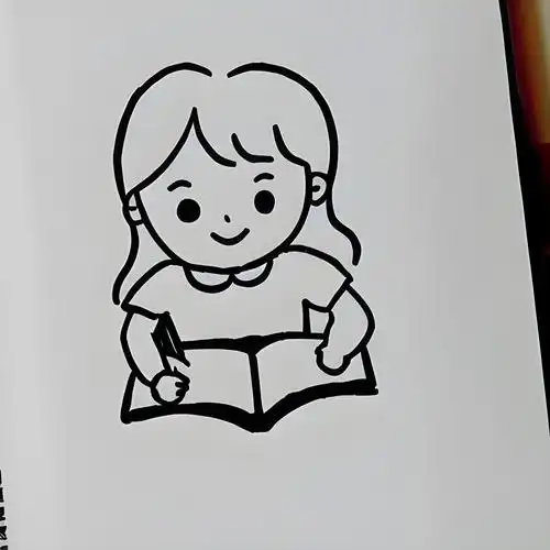 画一个小女孩在写作业最简单简笔画
