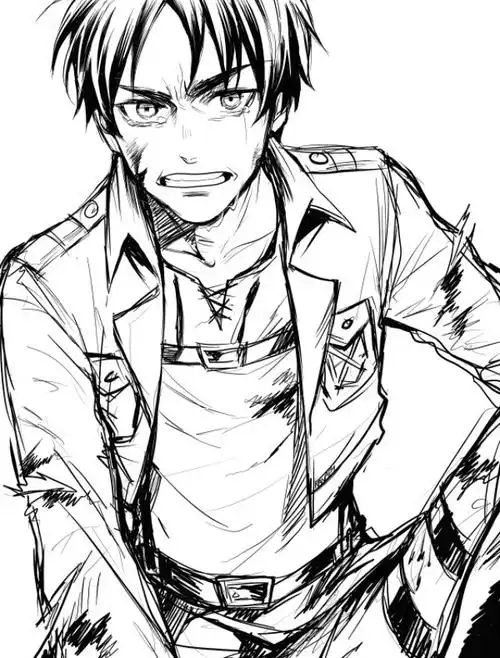 「进击的巨人」 黑白手绘 艾伦耶格尔 「未经允许请勿另外发布谢谢」