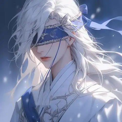 白发蒙眼动漫男头古风头像男生头像