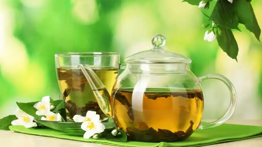 茶壶,茶杯,茶碟,绿色好心情桌面壁纸