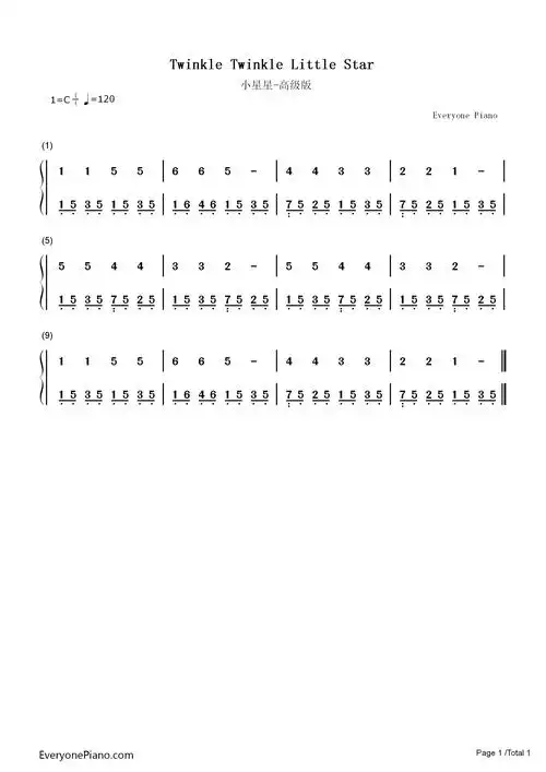 高级版-eop教学曲双手简谱预览1-钢琴谱文件(五线谱,双手简谱,数字谱