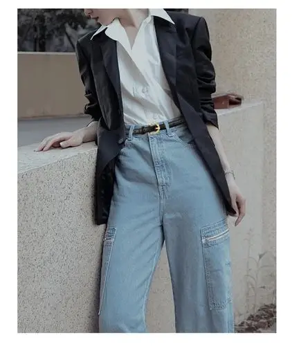 专柜轻奢品牌高端正品法国定制明星同款皮带女士时尚简约牛仔裤百搭纯