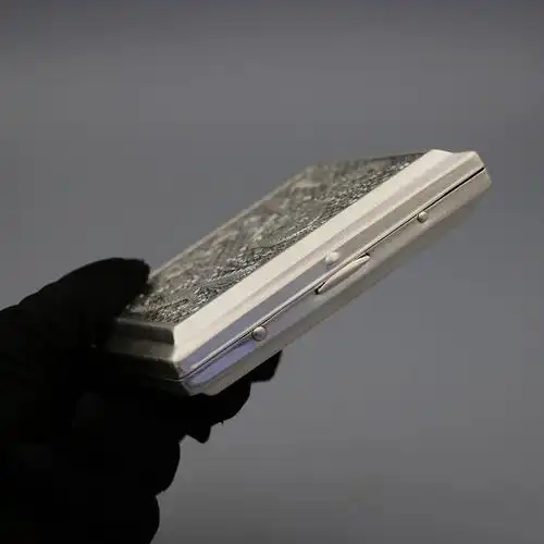 纯银烟盒名片盒做旧 龙亮面 足银999高档 礼品送同事礼物男士烟具