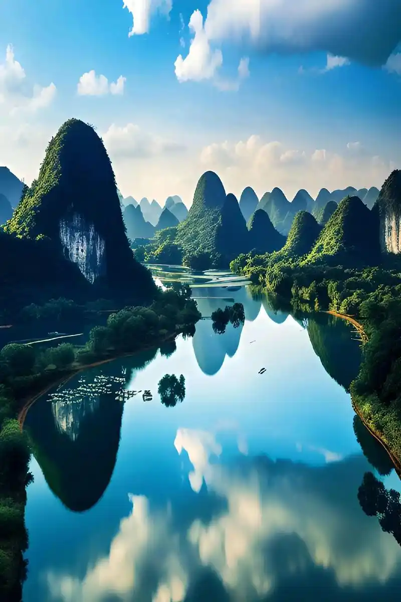 桂林山水甲天下,青山绿水,蓝天白云,如诗如画,你可喜欢这样的 - 抖音