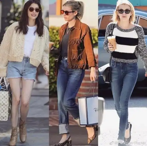 fp candid#emma roberts春夏街拍合集 碎花裙,牛仔裤,乐福鞋等经典穿