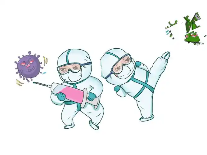 卡通人物病毒针筒防护大白抗疫表情包gif动态图