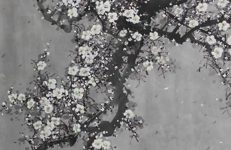 大尺幅 朝鲜功勋艺术家 韩成日 《杏花》朝鲜名家水彩画