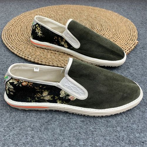 老北京布鞋千层底西山花布鞋男休闲懒人一脚蹬日常百搭帆布鞋工作