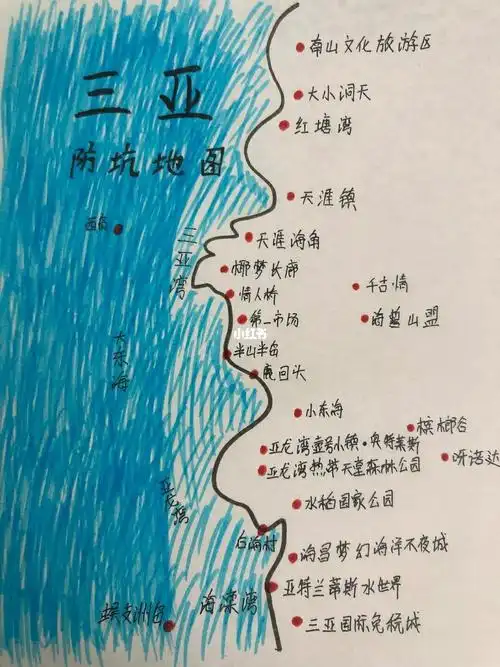 三亚旅游攻略小姐姐熬夜手写防坑地图
