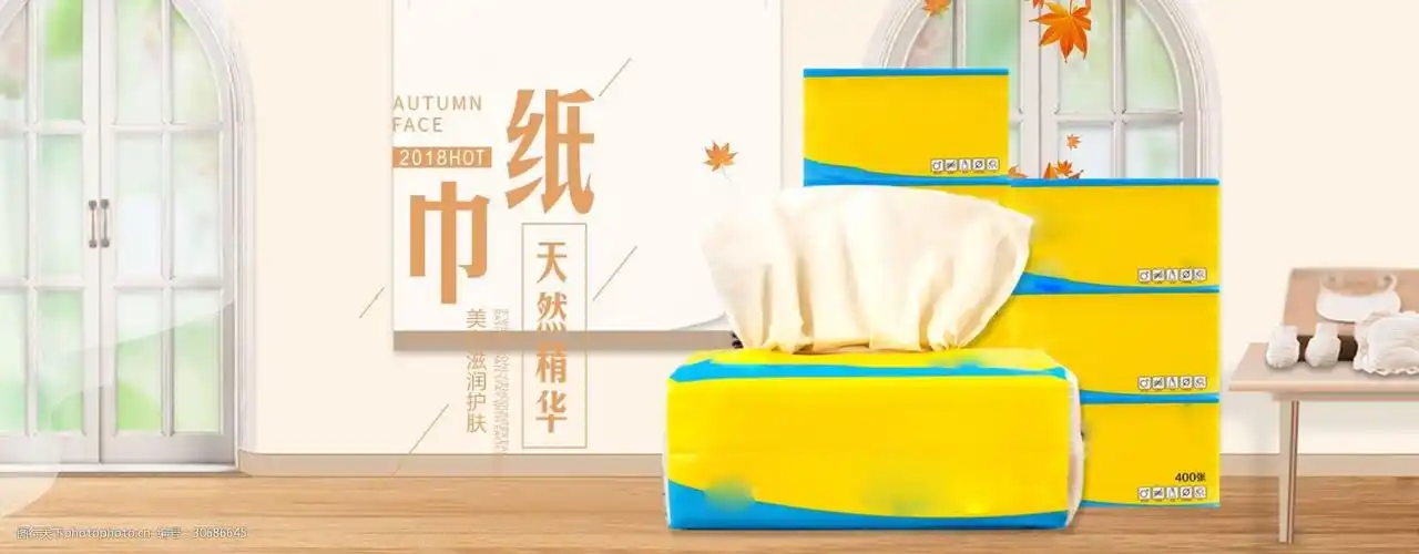 简约清新家居用品纸巾日常促销风海报