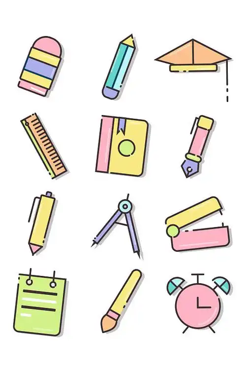 校园文具卡通图标-众图网
