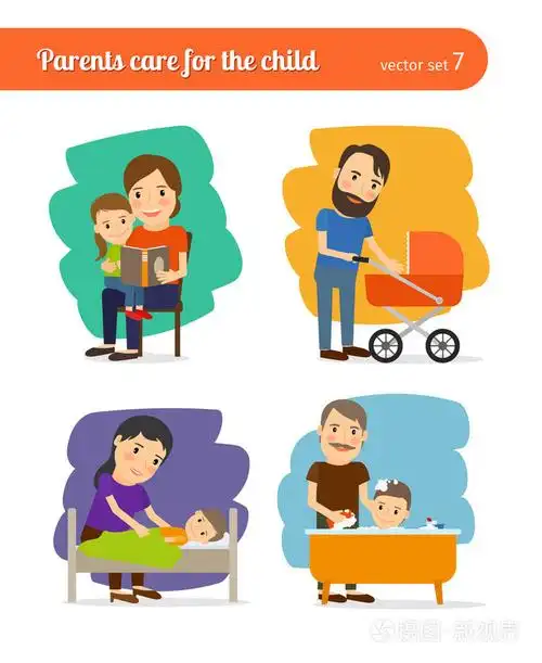 父母照顾的孩子插画-正版商用图片0g3wsp-摄图新视界