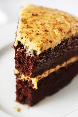 chocolate cake with dulce de leche cream cheese frosting